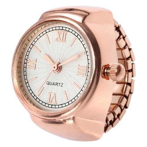 Générique Herren-Uhrenring, Ringuhr, tragbar, kleine kreative Uhren für Männer und Frauen, modisches Accessoire für Party, Datum, Urlaub, Rotgold, small inner frame, Siehe Beschreibung von Générique