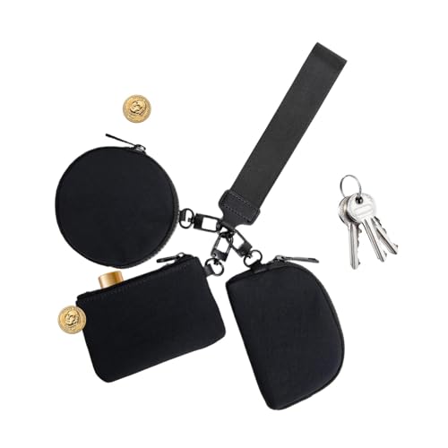 Générique Keychain Wallet – Triple Wristlet Pouch Coin Purse | Zip Around Keychain | Wristlet Wallets Small Portable Coin Purse for Women | Travel Sports & Outdoor, Schwarz , Se référer au descriptif von Générique