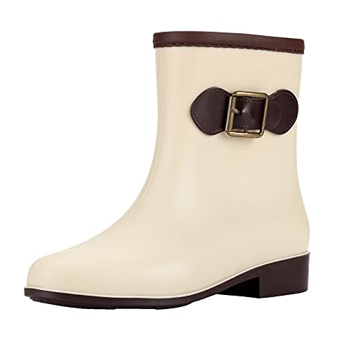 Générique Knöchelstiefel, große Breite, Damen, mit Absätzen, niedrig, mittel, Regen, Schnalle, runde Stiefel, wasserdicht, Damen, Regenschuhe, Ballerinas, Leder, Farbe, beige, 38 EU Générique Knöchelstiefel, große Breite, Damen, mit Absätzen, niedrig, mittel, Regen, Schnalle, runde Stiefel, wasserdicht, Damen, Regenschuhe, Ballerinas, Leder, Farbe, beige, 38 EU von Générique