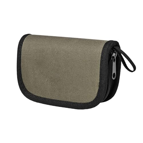 Générique Köder-Aufbewahrungstasche, kompakte Fliegenköder-Geldbörse, 15 - 21 cm, tragbares Design, Reise-Angelausrüstung für Süßwasser, Salzwasser, Nylon-Allzweckkoffer, Olivgrün, Mehrfarbig, S, von Générique