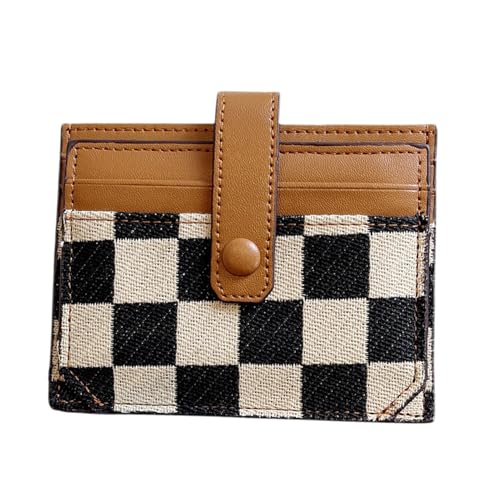 Générique Kompakte Brieftasche für Damen, Bifold Leather Wallet, Small Card Case, Purse Color Block Plaid Wallet Wallet Bifold Leather Colorblock Plaid Pattern Wallet mit ID Window für Shopping, von Générique