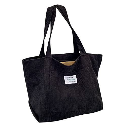 Générique Letter Patch Dekor Samt gerippt Shopper Tasche Frauen Umhängetasche Damen Handtasche Studenten Schwangerschaftstasche für Mama und, Schwarz, Einheitsgröße Générique Letter Patch Dekor Samt gerippt Shopper Tasche Frauen Umhängetasche Damen Handtasche Studenten Schwangerschaftstasche für Mama und, Schwarz, Einheitsgröße von Générique