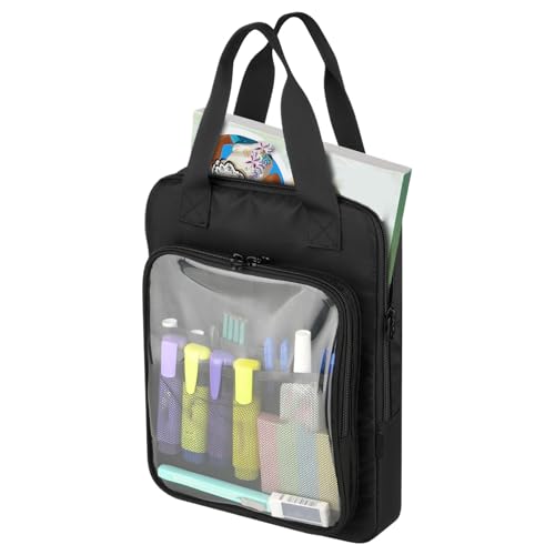 Générique Maltasche, Tasche für Kunst | Tragbare Aufbewahrungstasche für Bücher mit transparentem Fenster | Black Coloring Book Holder, Bookbag für Posterwände, Malbücher, Kunstbücher von Générique