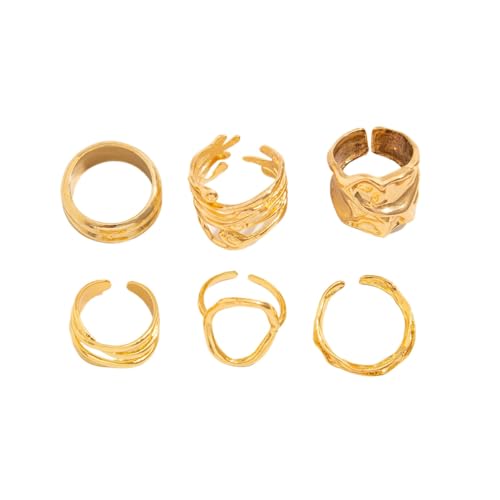Générique Massives Gold- und Silberring-Set für Frauen. Die Ringe haben Kreise in der Größe verstellbar und können über die Fingergelenke gestapelt werden., Taille Ajustable, Legierung, vergoldet mit von Générique