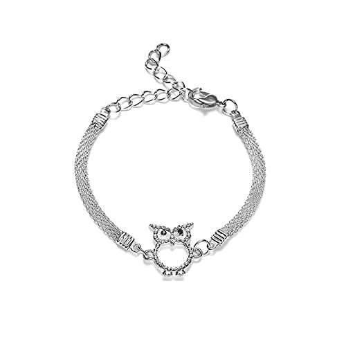 Générique Mode Silber Farbe Tier Kette Armbänder Eule Libelle Liebe Herz Armbänder Glücksbringer für Damen Schmuck Geschenk Pulseir von Générique
