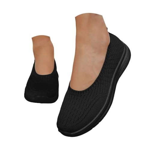 Générique Orthopädische Damenschuhe, leicht und bequem, Sneaker, ohne Schnürung, Plattform, erhöhte Dämpfung und Entlastung der Füße, Schwarz , 36 EU von Générique