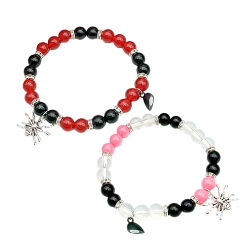 Générique Pärchen Armband - passende Freundschaftsarmbänder wiederverwendbar | Dehnbares rundes Perlenarmband | Spider Matching Breded Armbänder für Paare Freund Freundin Liebhaber von Générique