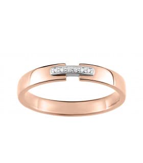 Générique Pavla – Ehering – 3 mm – zwei 18 Karat Gold und Diamanten – 49, Weißgold Roségold von Générique