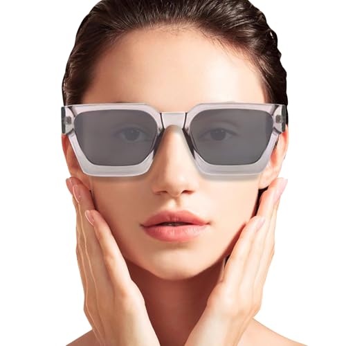 Générique Quadratische Sonnenbrille, Retro-Stil, UV-400, UV-Schutz, leicht, ergonomischer Rahmen, stylischer All-Day-Komfort, für , Fahren, Reisen, Festivals und mehr, grau, Se référer au von Générique