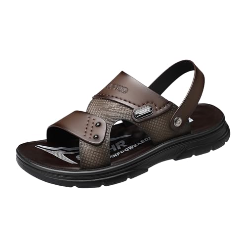 Générique Sandalen für Herren, Leder, Schuhe für Pool und Strand, Herren, Flip-Flops für Herren, Sommer, rutschfest, Strand, Pool, Sandalette, orthopädisch, Sommerschuhe, orthopädisch, B Braun., 43 EU von Générique