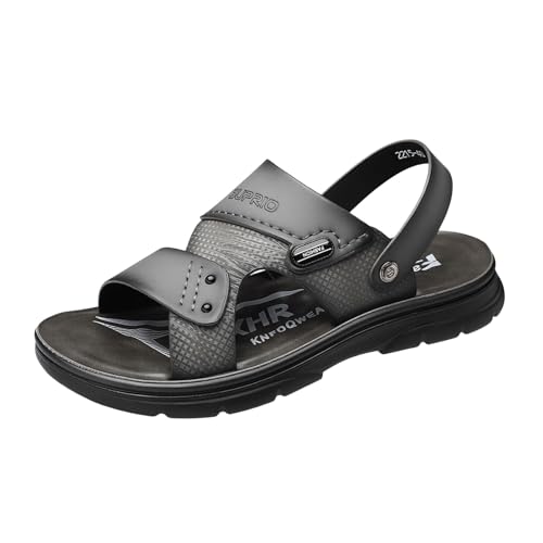Générique Sandalen für Herren, Leder, Schuhe für Pool und Strand, Herren, Flip-Flops für Herren, Sommer, rutschfest, Strand, Pool, Sandalette, orthopädisch, Sommerschuhe, orthopädisch, B Grey, 41 EU von Générique