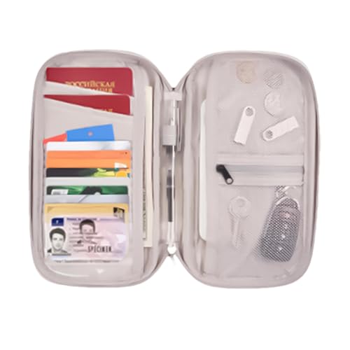 Générique Stylish Wallet Organizer, Blocking Technology, Compact Wallet Design, Lightweight Zipper Wallet, Fashionable Wallet with Handle for Business Trip and Travel, Hellgrau, Se référer von Générique
