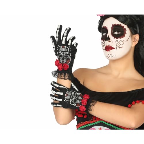 Generique - Dia de los Muertos Kurze Skelett-Handschuhe von ATOSA