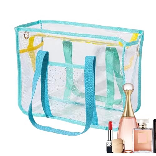 Générique Transparente Strandtasche - große Umhängetasche für Damen, Einkaufstasche | Durchsichtige Tasche mit Scharnier zum Schwimmen, transparente Strandtasche, Shopping, Reisen, , B, Se von Générique