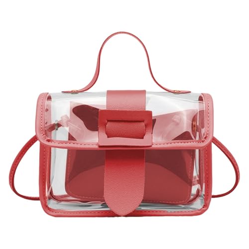 Générique Transparente Umhängetasche | Stadiongenehmigte Umhängetasche | Große Strandtasche mit Griff, rot, Se référer au descriptif von Générique