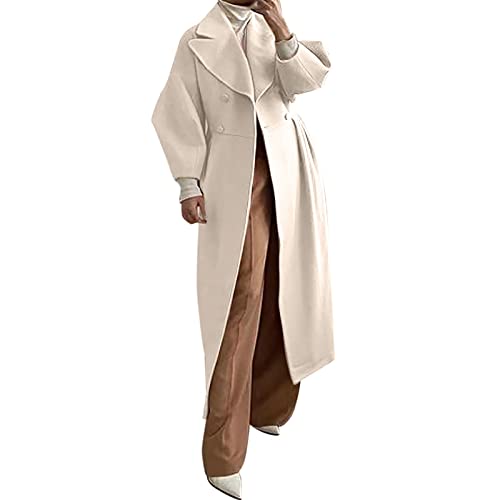 Générique Trenchcoat für Damen, mittellang, zweireihig, elegant, Revers, Wollmantel, lang, lässig, Langarm, Cardigan, modisch, warm, aus Wolle, Jacken, Mantel, schick, Damen, kaki, 42 von Générique