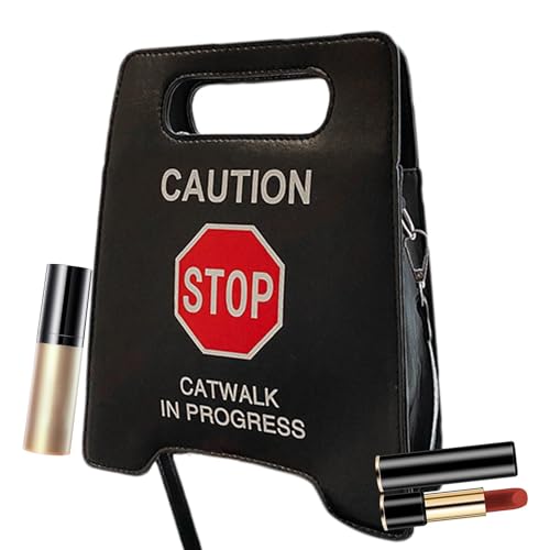 Générique Umhängetasche Achtung – Kreative Handtasche mit Warnschild | Modische Messenger-Handtasche für Damen und Mädchen, Schwarz , Se référer au descriptif von Générique
