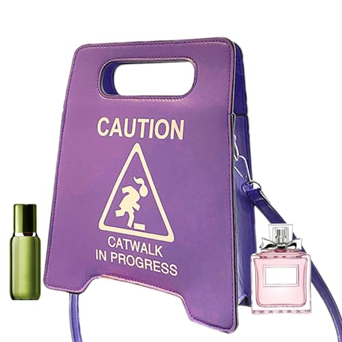 Générique Umhängetasche Achtung – Kreative Handtasche mit Warnschild | Modische Messenger-Handtasche für Damen und Mädchen, blasslila, Se référer au descriptif von Générique