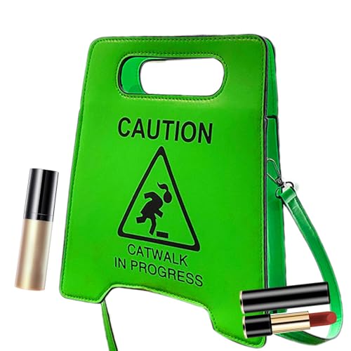 Générique Umhängetasche Achtung – Kreative Handtasche mit Warnschild | Modische Messenger-Handtasche für Damen und Mädchen, grün, Se référer au descriptif von Générique