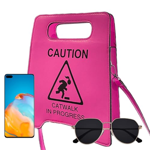 Générique Umhängetasche Achtung – Kreative Handtasche mit Warnschild | Modische Messenger-Handtasche für Damen und Mädchen, rot, Se référer au descriptif von Générique