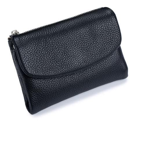 Générique Unisex Pebble Leather Wallet, Small Wallets for Women, with Coin Holder, Credit Card Slots & Zippered Pockets, Natural Stone Texture, Mehrfarbig, Schwarz von Générique