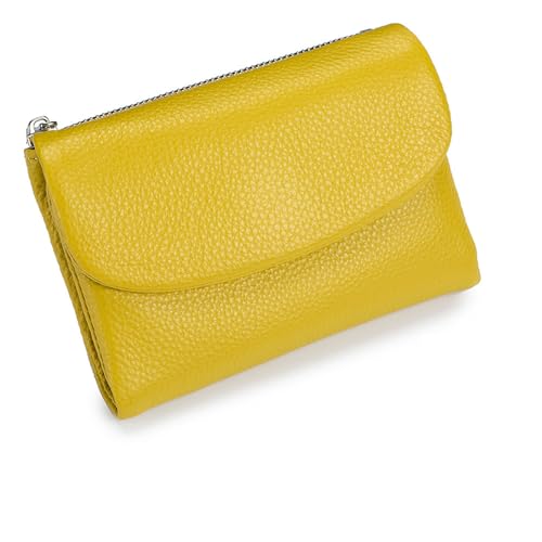 Générique Unisex Pebble Leather Wallet, Small Wallets for Women, with Coin Holder, Credit Card Slots & Zippered Pockets, Natural Stone Texture, Mehrfarbig, gelb von Générique