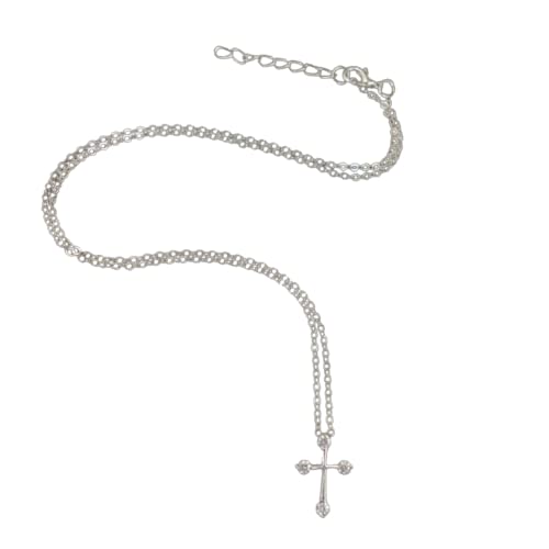 Générique Useful DesignAaa Cubic-Zirkonia Kreuz Anhänger Halskette Frauen Farbe Silber Modeschmuck Chic Wasserwelle Kette Schmuck Damen Halsumfang N42 von Générique