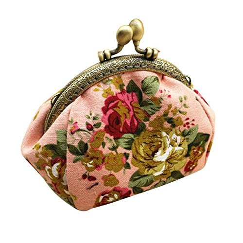 Générique Weihnachten 2024 Weihnachten Clutch Lady Wallet Flower Retro Purse Women Bag Small Vintage Hasp Wallet Lunch Isoliert für Männer mit Behältern, Rosa, one size von Générique