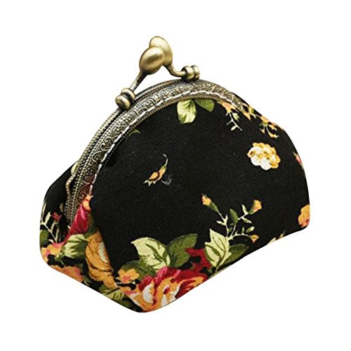 Générique Weihnachten 2024 Weihnachten Clutch Lady Wallet Flower Retro Purse Women Bag Small Vintage Hasp Wallet Lunch Isoliert für Männer mit Behältern, Schwarz, one size von Générique