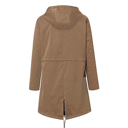 Générique Winddichte Jacke für Damen, dick, einfarbig, gestreift, mit Kordelzug, Regenparka, wasserdicht, winddicht, kaki, 52 von Générique