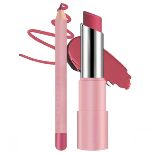 Genli Glaze Oil Balm, Lip Balm Lipstick, 2-in-2-Set Lipliner mit nicht-haftendem Cup, lang anhaltender Feuchtigkeit und wasserfest, matter Lippenstift mit 24 Stunden Smooth, feuchtigkeitsspendender von Générique