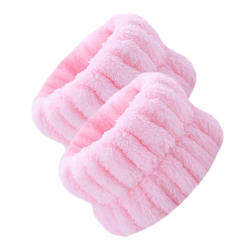 Gesichtsreinigung von Armbändern – Armbänder zum Waschen des Gesichts, 2 Stück Korallen-Fleece, Spa, saugfähig | elastische Spa-Armbänder, Haarbinder für Frauen, flauschige Handtücher, Po von Générique