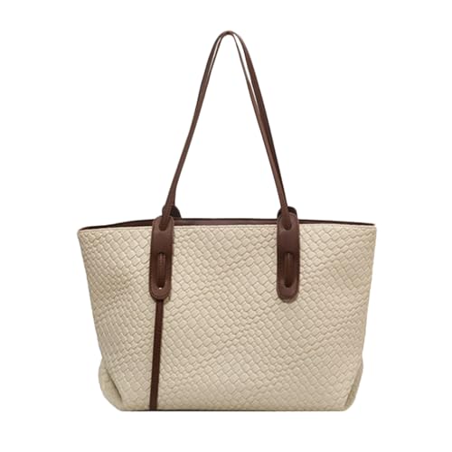 Gewebte Umhängetasche aus Leder, gewebte Umhängetasche, Strandtasche aus Leder | unter den Armen mit großem Fassungsvermögen, modische Hobo-Handtasche, leichte gewebte Arbeitshandtaschen, Weiße Biene von Générique