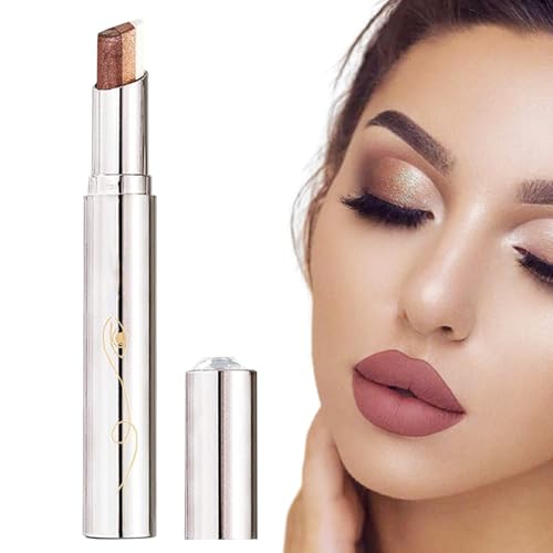 Glitter Eyeshadow Stick, Long Lasting Eye Shadow, 3g Gradient Soft Light, Smooth Blendable Texture, Authentic Waterproof Shimmer Finish for Wedding Party Holiday Use von Générique
