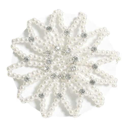 Haarknotenabdeckung für Frauen | Netzstoff Ballett Perlen und Strass | Pferdeschwanz Zubehör für Hochzeit Abend Shows Tanz | formelle Anlässe Arbeit Alltag von Générique