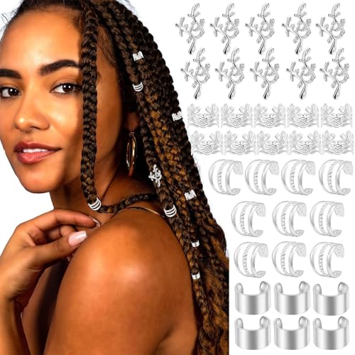 Haarschmuck für Zöpfe – Metallringe | Goldarmbänder | elegante dekorative Clips für Zöpfe, Dreadlocks und LOC-Zubehör | langlebiger und modischer Schmuck von Générique