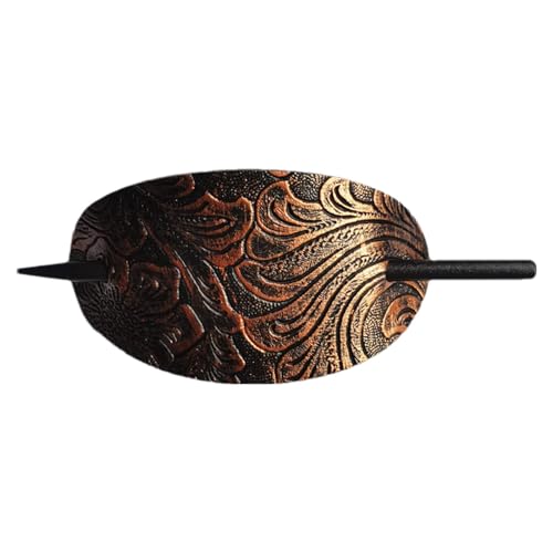 Haarspange aus Leder – handgefertigte Haarspange | Pferdeschwanzhalter in einzigartiger Form | Gleitnadel aus Leder und Stab | Haarspange aus Kunstleder, oval, für Mädchen von Générique