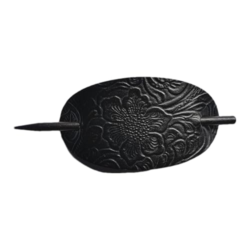 Haarspange aus Leder – handgefertigte Haarspange | Pferdeschwanzhalter in einzigartiger Form | Gleitnadel aus Leder und Stab | Haarspange aus Kunstleder, oval, für Mädchen von Générique