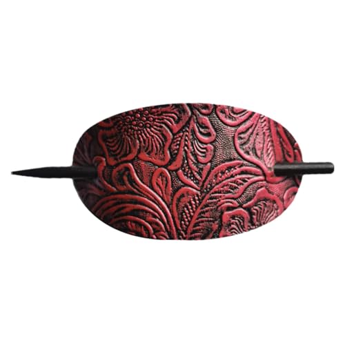 Haarspange aus Leder – handgefertigte Haarspange | Pferdeschwanzhalter in einzigartiger Form | Gleitnadel aus Leder und Stab | Haarspange aus Kunstleder, oval, für Mädchen von Générique
