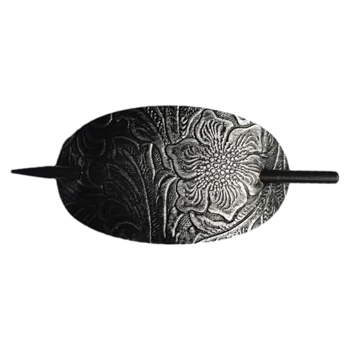 Haarspange aus Leder – handgefertigte Haarspange | Pferdeschwanzhalter in einzigartiger Form | Gleitnadel aus Leder und Stab | Haarspange aus Kunstleder, oval, für Mädchen von Générique