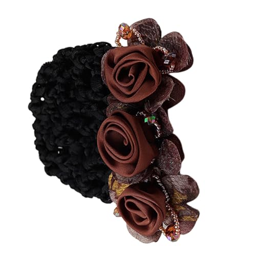 Haarspange mit Blumen, Haarknotenabdeckungen – Snood Hairnet mit Blumen, Haar-Accessoires für Frauen, Haarspange für Bankangestellte von Générique