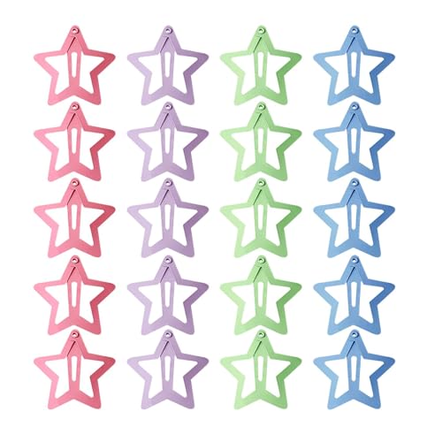 Haarspangen mit Sternen – Haarclip mit bunten Sternen | 20 Stück bunte Stern-Haarclips, niedliche Mädchen, Anti-Slip-Haar-Accessoires, Metall-Stern-Haarclips von Générique