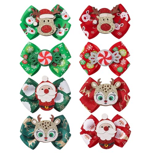 Haarspangen mit Weihnachtsschleife – Haarspangen für Weihnachten | Bunte Haarspangen aus Weihnachtsgeschäft, Paket mit 8 Haarnadeln, Haarschmuck für Mädchen und Frauen, Modebedarf von Générique