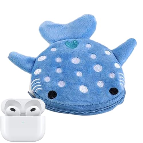 Hai-Plüschgeldbörse – Geldbörse für mit Reißverschluss – Niedliches Mädchen – Aufbewahrungstasche für Kopfhörer – tägliche Geldbörse – Stickmuster – Karikatur – Carto, blau, Se référer au von Générique