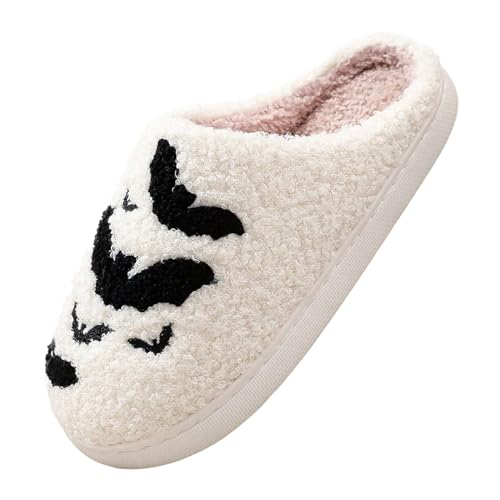 Halloween-Hausschuhe, Herren, warm, atmungsaktiv, rutschfest, schick, Slipper, Leoparden-Hausschuhe, für drinnen und draußen, Beige A, 42 EU von Générique