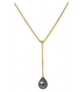 Halskette mit Tahiti-Perle – Gelbgold – APA – 10 bis 11 mm, Perle von Générique