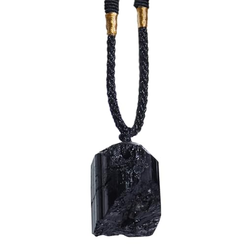 Halskette mit schwarzem Turmalin-Anhänger – Anhänger aus Naturstein, elegante schwarze Kette | Schutz-Energieschmuck, spirituelles Accessoire gegen negative Energie für den täglichen Gebrauch und von Générique