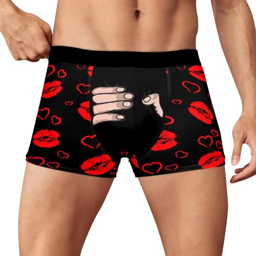 Herren-Boxershorts, Geschenk zum Valentinstag, Sport, Calecon, Original, Boxershorts, nicht Herren, Baumwolle, Bambusfaser, lustig, transparent, für Valentinstag, Schwarz , L von Générique