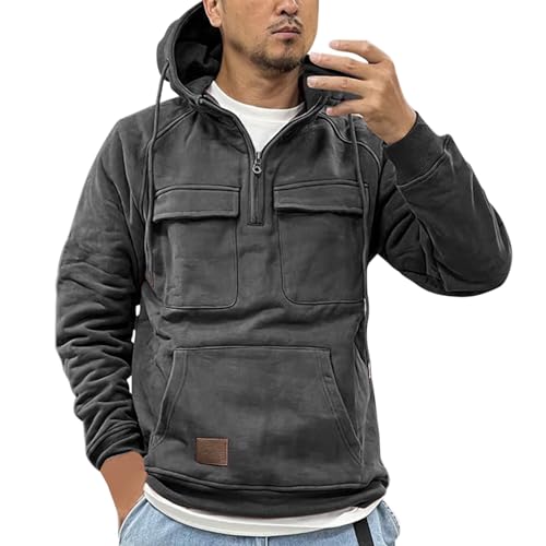 Herren-Kapuzen-Sweatshirt, Marke, Arbeit, Herbst, Winter, Langarm, große Größe, warm, Kapuzenjacke, Hoodie, Casual, Sweatjacke, Kleidung, grau, XXXL von Générique