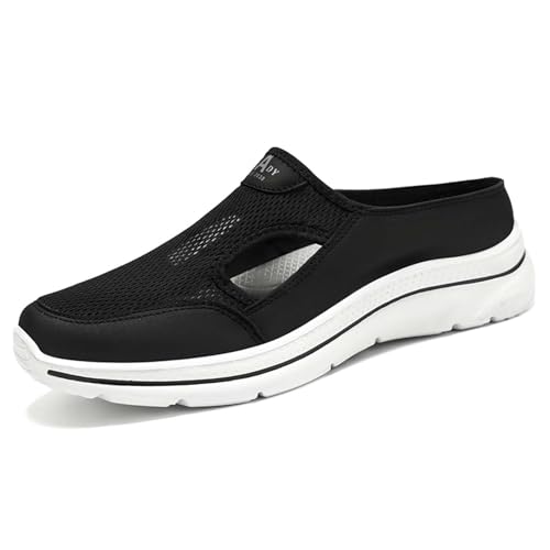 Herren Pantoletten Leder und Mesh Patchwork Pantoletten und Clogs Herren Sommer Leicht Atmungsaktiv Slip On Sommer Sneaker Offen Komfort Walking Schuhe Orthopädische Hausschuhe Pantoffeln Sneaker ohne von Générique